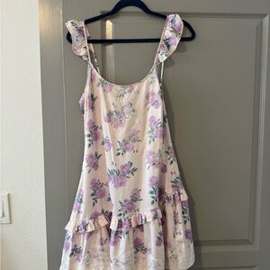 LoveShackFancy Lavender Floral Mini Dress